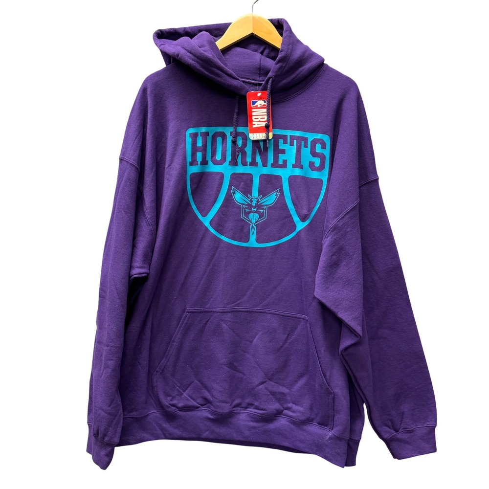 Charlotte Hornets NBA Hoodie Mens 2XL Purple Basketball Pullover NEW